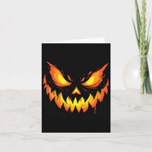 Jack O Lantern Scary Carved Pumpkin Face Halloween Card