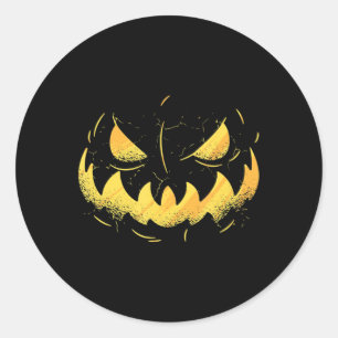 Jack O Lantern Scary Carved Pumpkin Face Halloween Classic Round Sticker