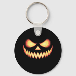 Jack O Lantern Scary Carved Pumpkin Face Halloween Key Ring
