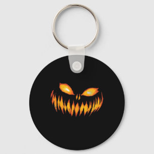 Jack O Lantern Scary Carved Pumpkin Face Halloween Key Ring