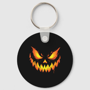 Jack O Lantern Scary Carved Pumpkin Face Halloween Key Ring