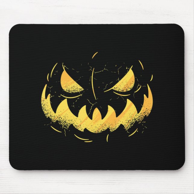 Jack O Lantern Scary Carved Pumpkin Face Halloween Mouse Mat (Front)