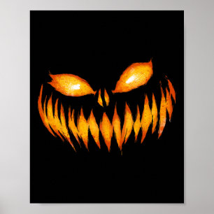 Jack O Lantern Scary Carved Pumpkin Face Halloween Poster