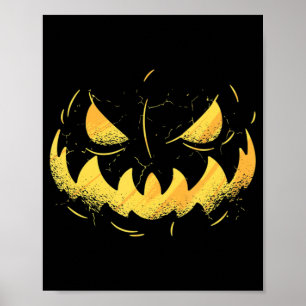 Jack O Lantern Scary Carved Pumpkin Face Halloween Poster
