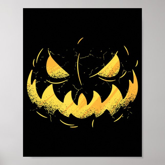 Jack O Lantern Scary Carved Pumpkin Face Halloween Poster (Front)