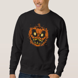 Jack O Lantern Scary Carved Pumpkin Face Halloween Sweatshirt