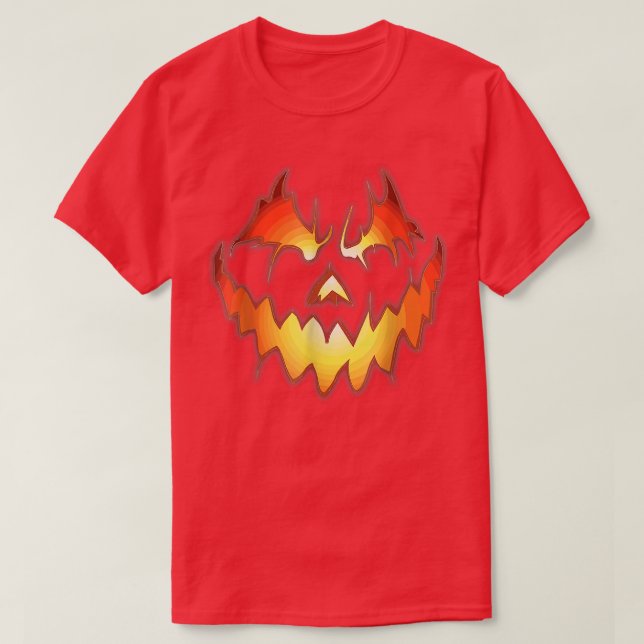 Jack O Lantern Scary Pumpkin Face Funny Halloween  T-Shirt (Design Front)