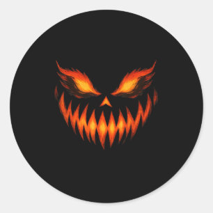 Jack O Lantern Scary Pumpkin Face Halloween Costum Classic Round Sticker