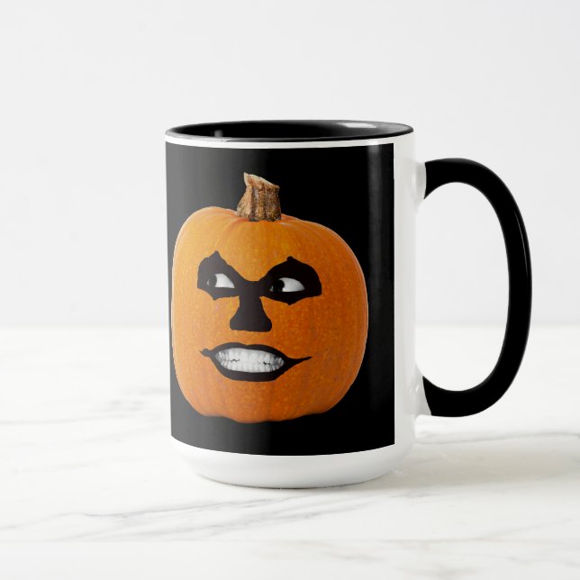 Jack o' Lantern Sinister Face, Halloween Pumpkin Mug (Right)
