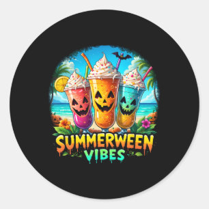 Jack-o-lantern Summerween Vibes Skeleton Summer Wa Classic Round Sticker
