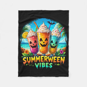 Jack-o-lantern Summerween Vibes Skeleton Summer Wa Fleece Blanket