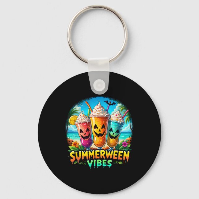 Jack-o-lantern Summerween Vibes Skeleton Summer Wa Key Ring (Front)