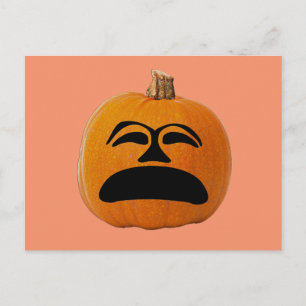 Jack o' Lantern Unhappy Face, Halloween Pumpkin Postcard