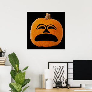 Jack o' Lantern Unhappy Face, Halloween Pumpkin Poster
