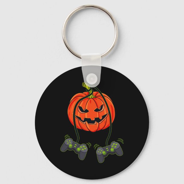 Jack O Lantern Video Gamer Controllers Halloween B Key Ring (Front)