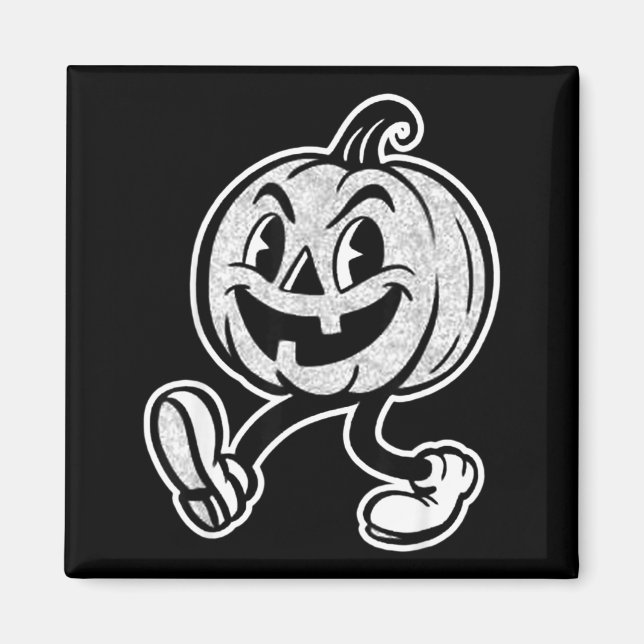 Jack-o-lantern walking pumpkin spooky rubber-hose  magnet (Front)
