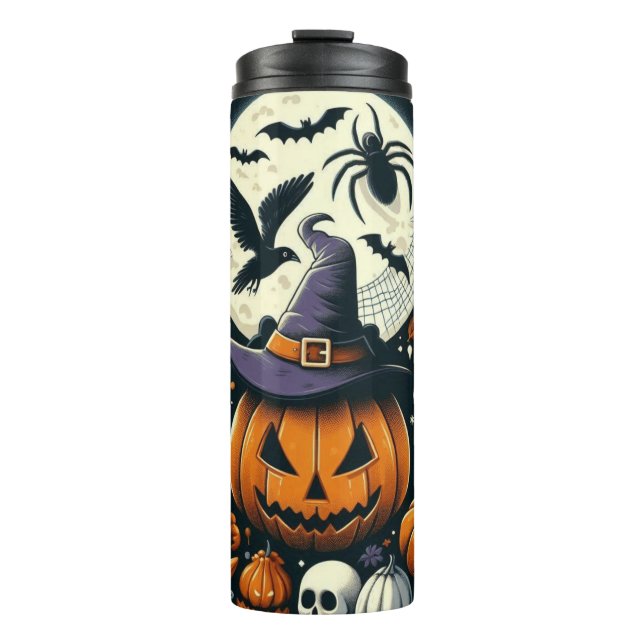 Jack-O'-Lantern Witch Halloween Thermal Tumbler (Front)
