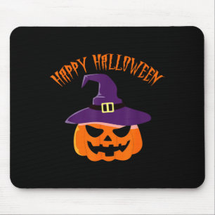 Jack o lantern witch hat happy halloween trick or mouse mat