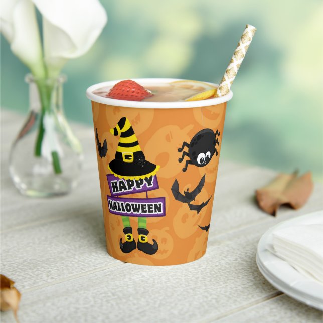 Jack o' Lantern Witch Sign Halloween Paper Cups (Insitu)