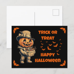 Jack o lantern with Candy Postcard