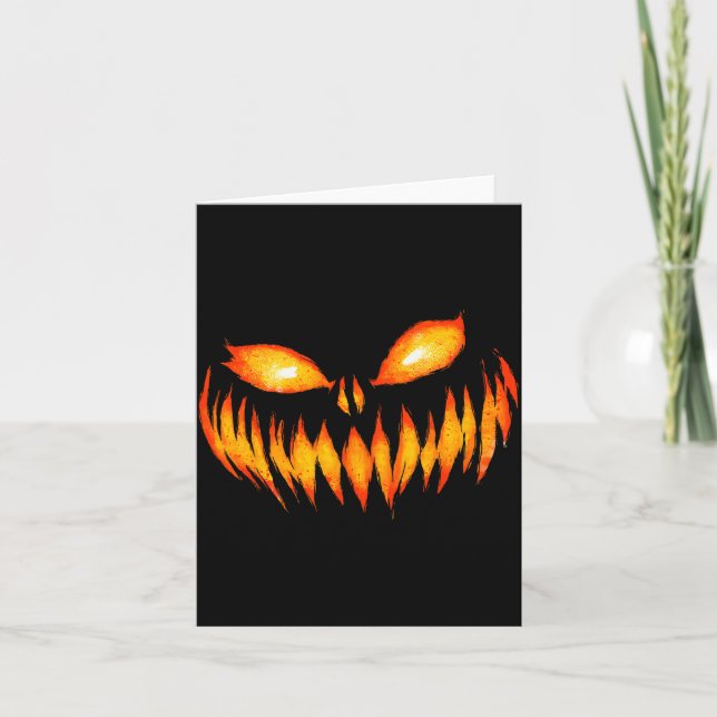 Jack O Lantern Y Carved Pumpkin Face Halloween Cos Card (Front)