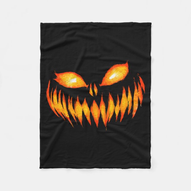 Jack O Lantern Y Carved Pumpkin Face Halloween Cos Fleece Blanket (Front)