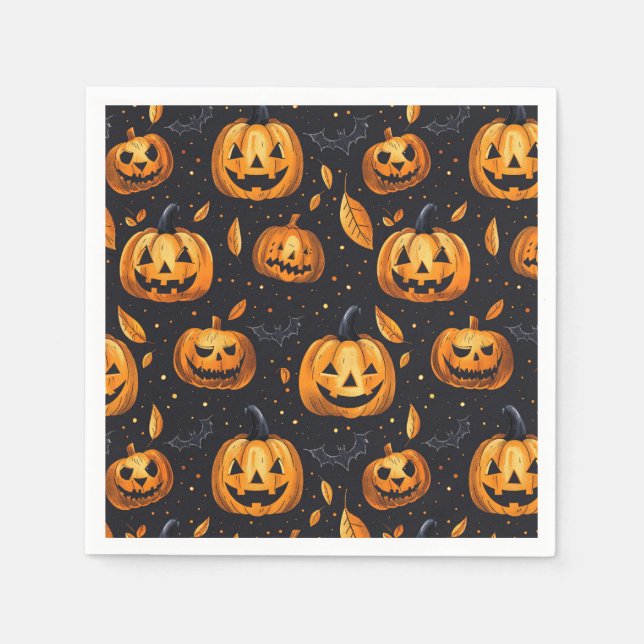 Jack-O-Lanterns and Bats Halloween  Napkin (Front)
