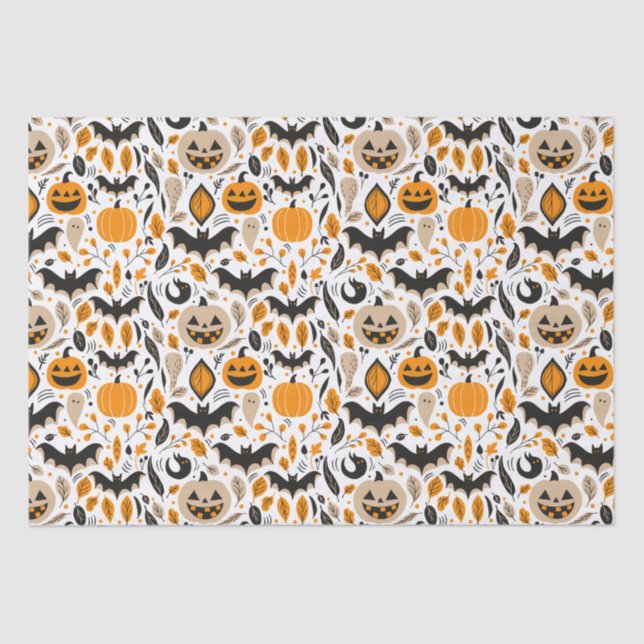 Jack o lanterns bats ghosts autumn cute halloween tissue paper (Front)