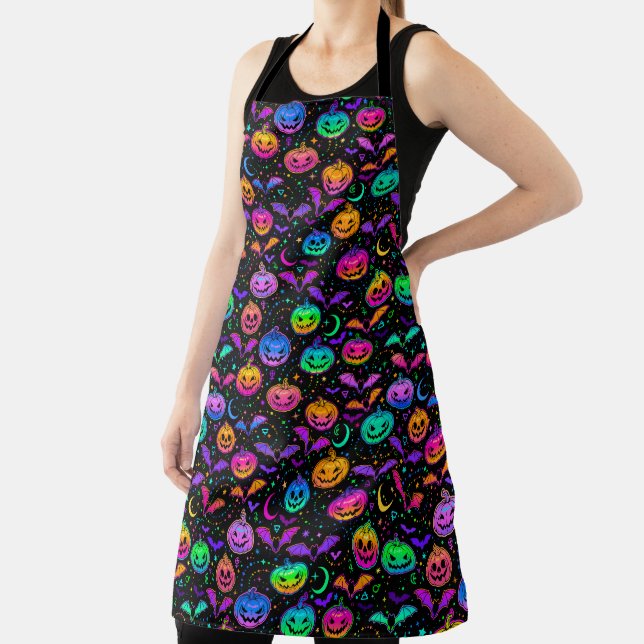 Jack-O-lanterns, Bats Moons and Stars Halloween  Apron (Insitu)