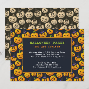 Jack o' Lanterns & Ghost Pumpkins Halloween Party Invitation