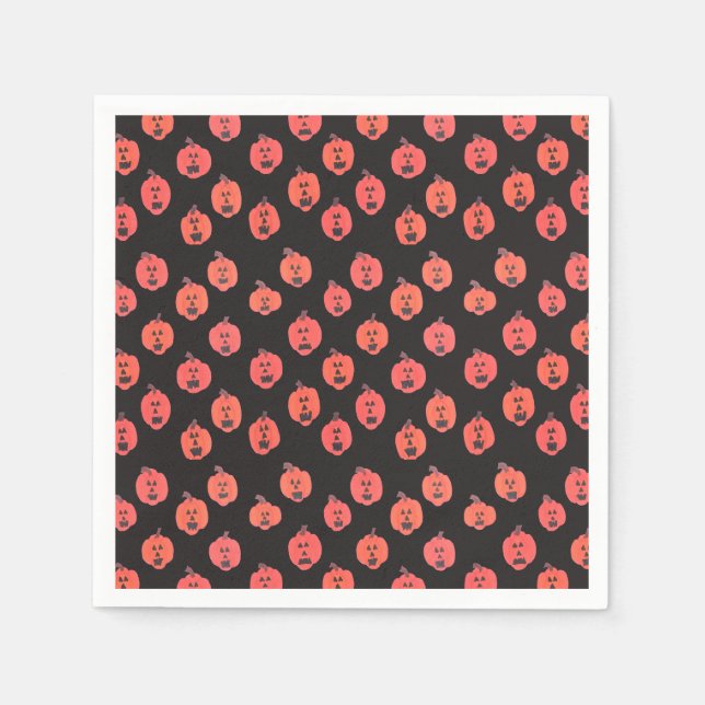 Jack-o-Lanterns on Black Napkin (Front)