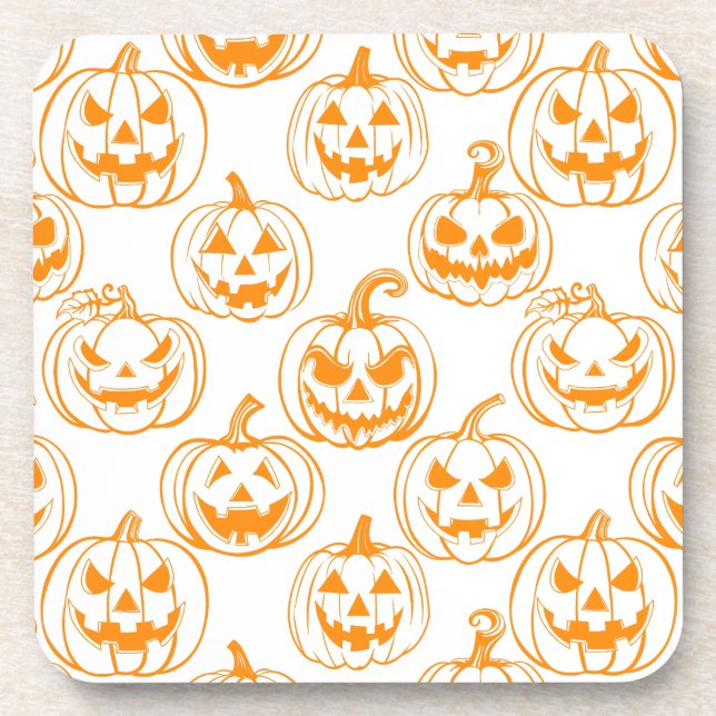 Jack-o-lanterns Pattern.Orange Coaster (Front)