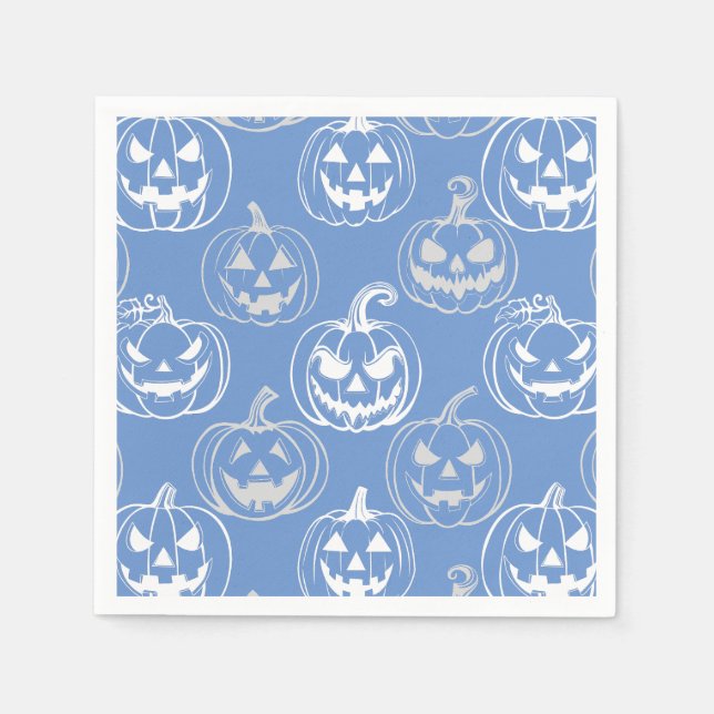 Jack-o-lanterns Pattern.White L blue BG Napkin (Front)