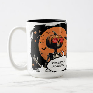Jack O’ Latte – Funny Pumpkin Skeleton Halloween Two-Tone Coffee Mug