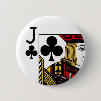 Jack Of Clubs Playing Card 6 Cm Round Badge