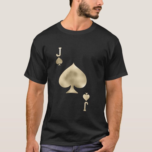 Jack of Spades Playing Card Halloween Costume Gold T-Shirt (Front)