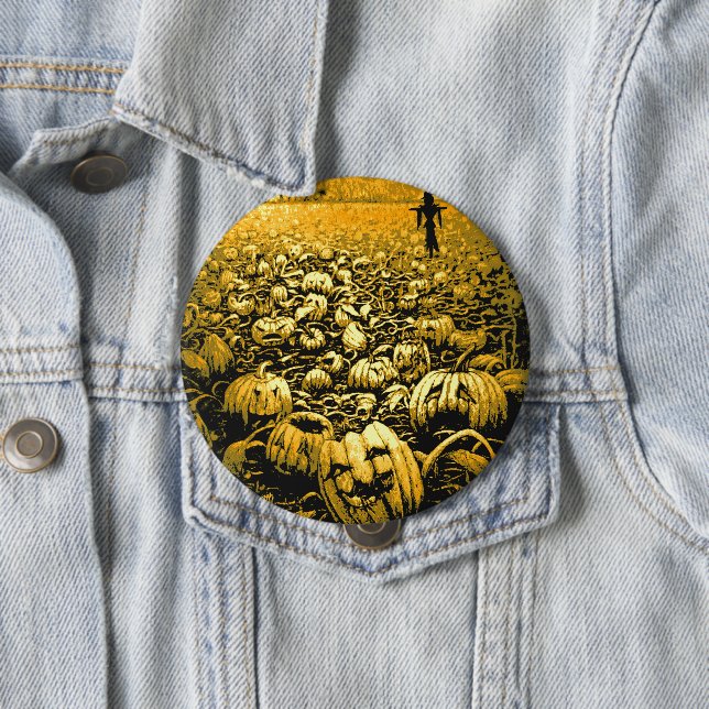 Jack O'Lantern Graveyard 10 Cm Round Badge (In Situ)
