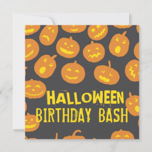Jack O'Lantern Halloween Birthday Party Invitation