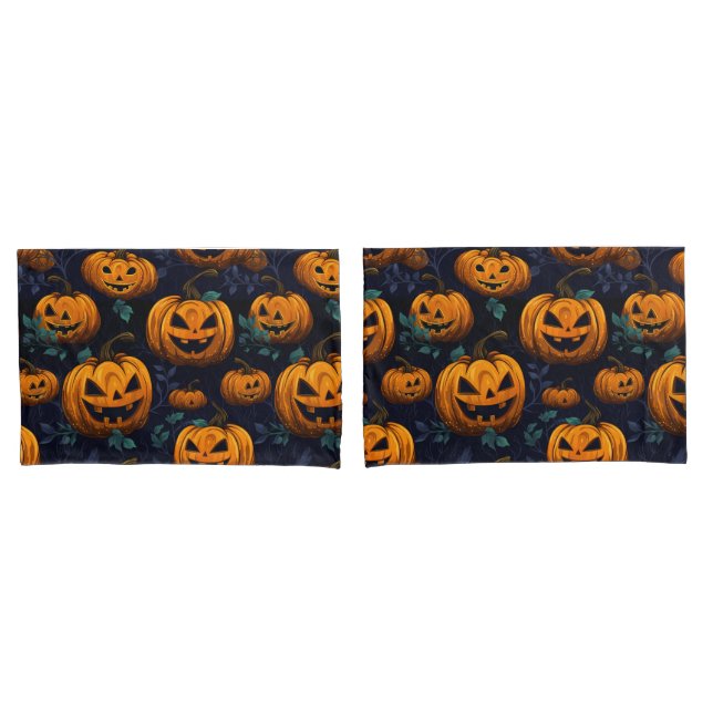 Jack O'Lantern Halloween Pumpkin Dark pattern  Pillowcase (Front-Set)