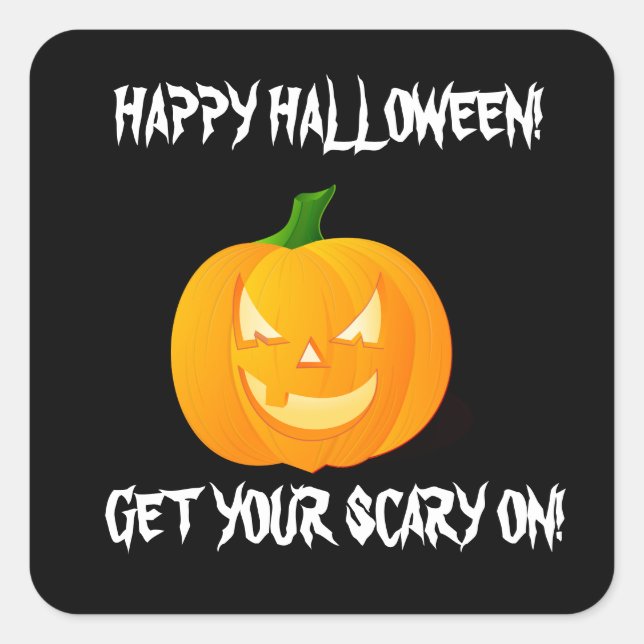  JACK O'LANTERN HALLOWEEN SQUARE STICKER (Front)