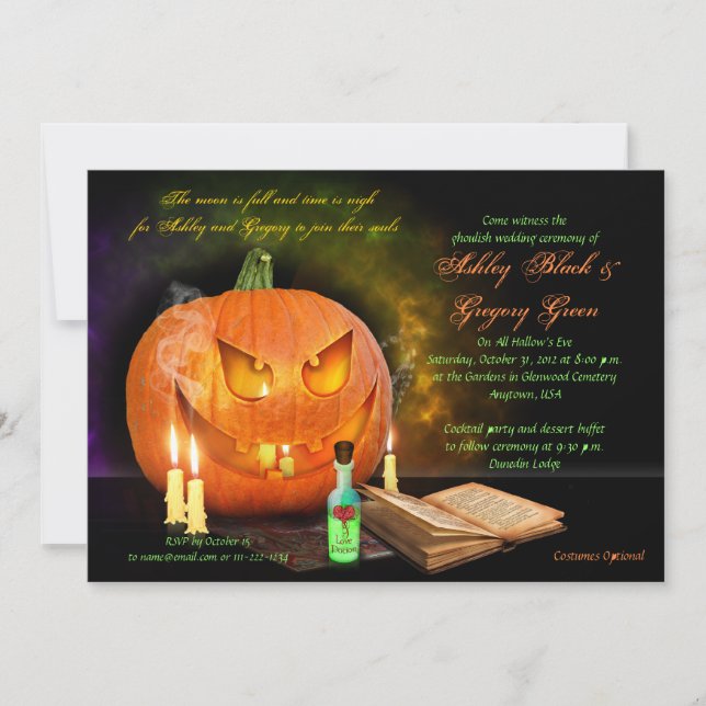 Jack O'Lantern Halloween Wedding Invitation (Front)