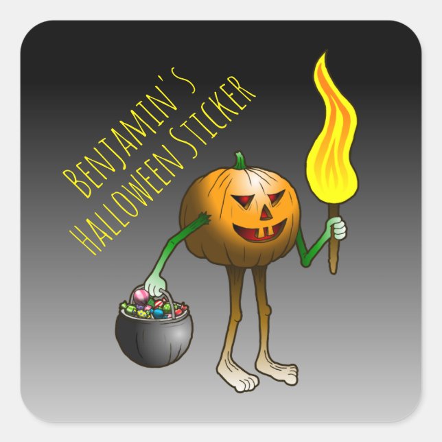 Jack O'lantern out to trick or treat Square Sticker (Front)
