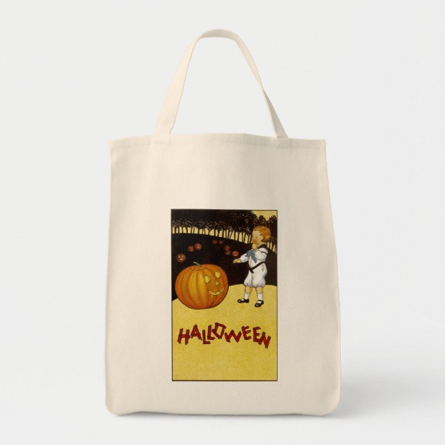 Jack o'Lantern Pumpkin Patch Halloween Tote Bag (Front)