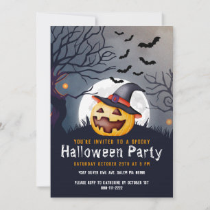 Jack O'Lantern Spooky Kids Halloween Party Invitation