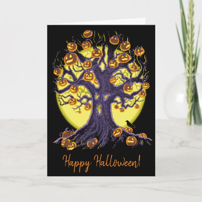 Jack O'Lantern Tree Card (Front)