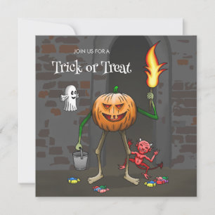 Jack O'Lantern trick or treat on Halloween night Invitation