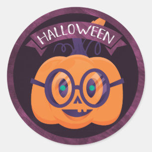 Jack O'Lantern Wearing Glasses Halloween Classic Round Sticker