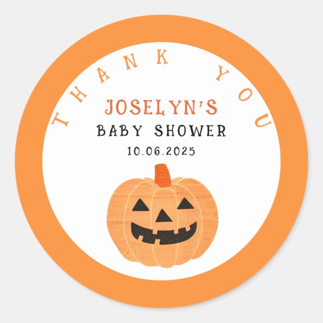 Jack o'lantern with Star Pattern Orange Halloween Classic Round Sticker (Front)