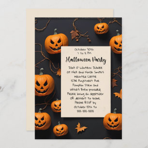 Jack O'Lanterns and Twigs Halloween Party Invitation
