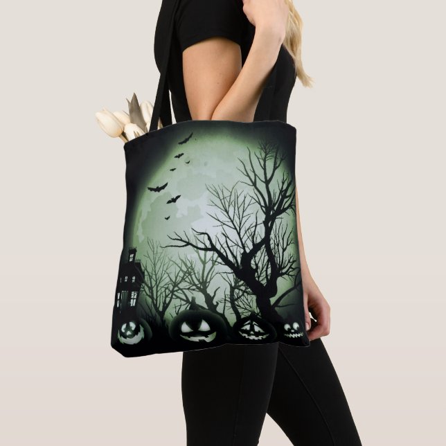 Jack O'Lanterns At Night Tote Bag (Close Up)